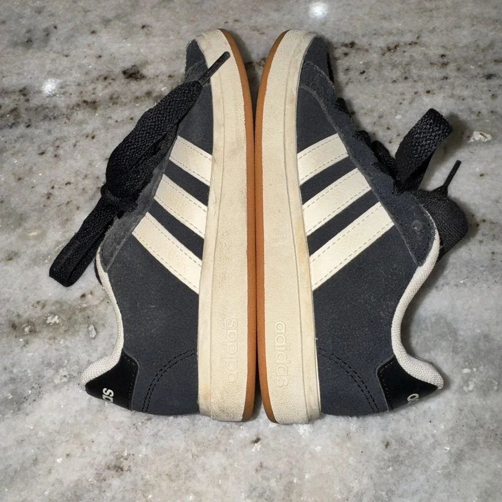 Adidas Grand Court 00s Core Black White Suede Lace Up Sneakers Toddler 11 K